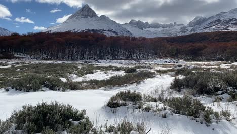 autumn and snow in the mountain