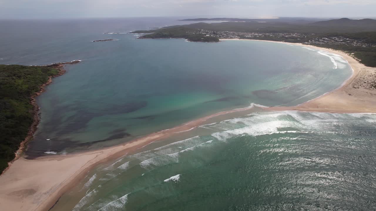 Peaceful Scenery Of Fingal Bay In New South Wales, Australia - Aerial Shot