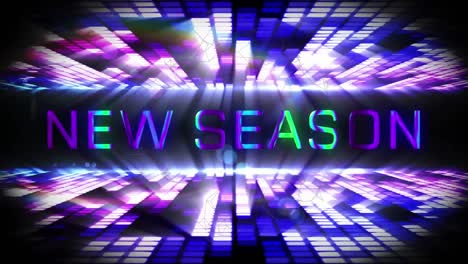 animación del texto de la nueva temporada y fondo parpadeante de neón
