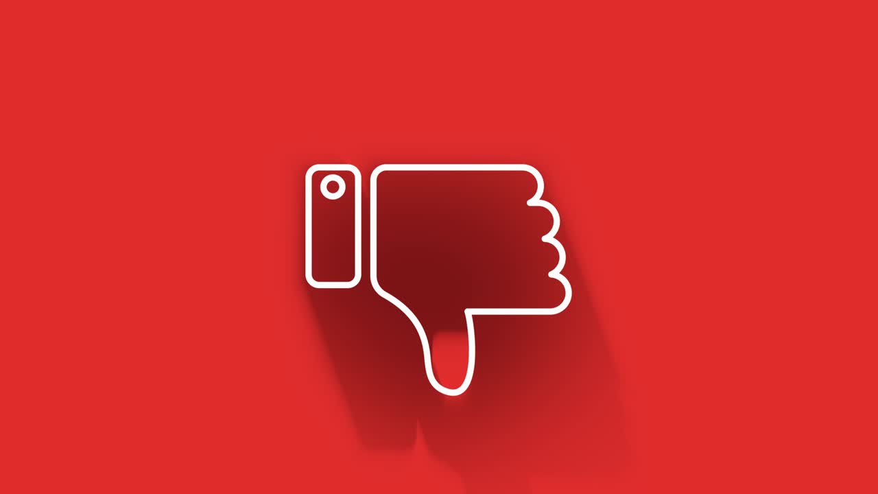 Social media long shadow icon design isolated on red background. Outline web icon. Motion graphics.