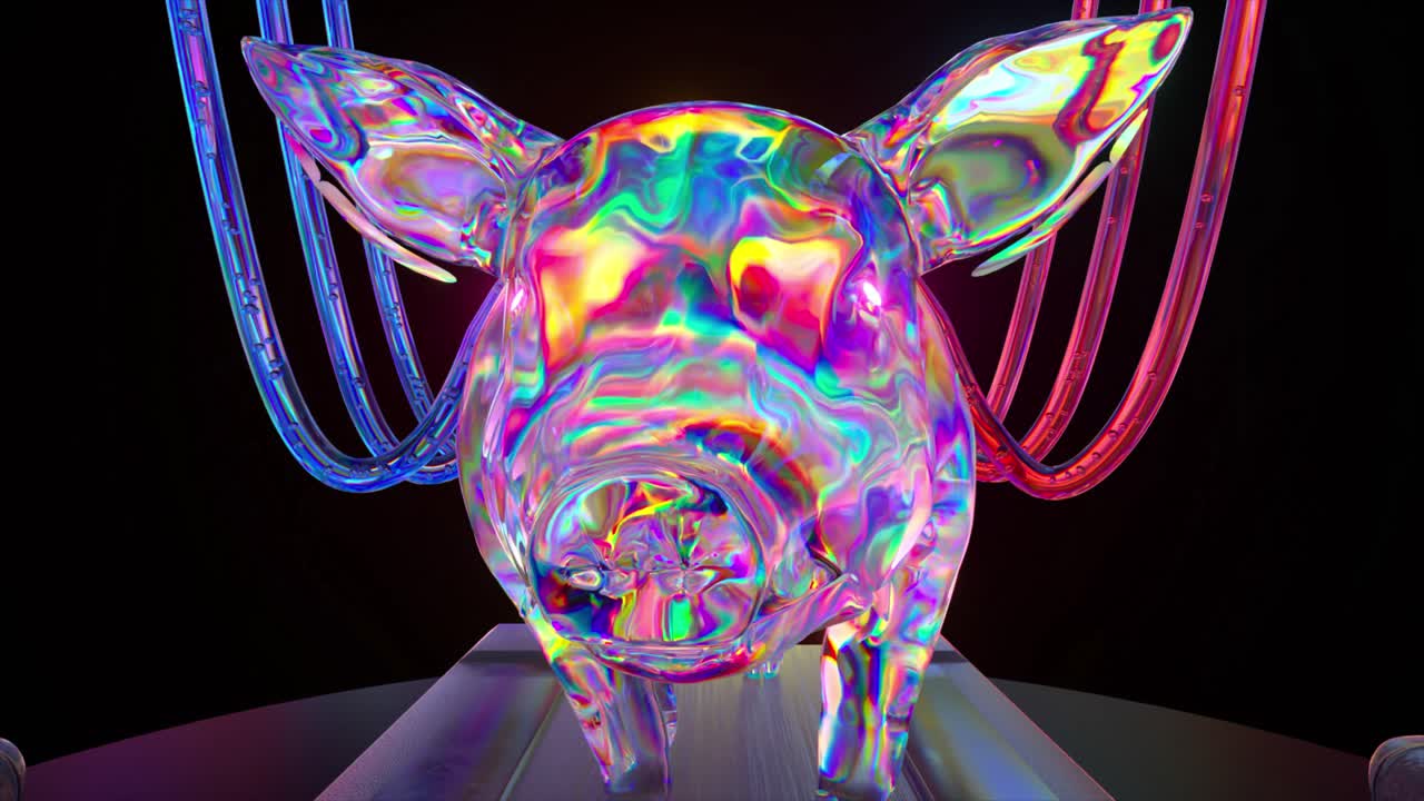 미래의 환경에서 홀로그램 돼지