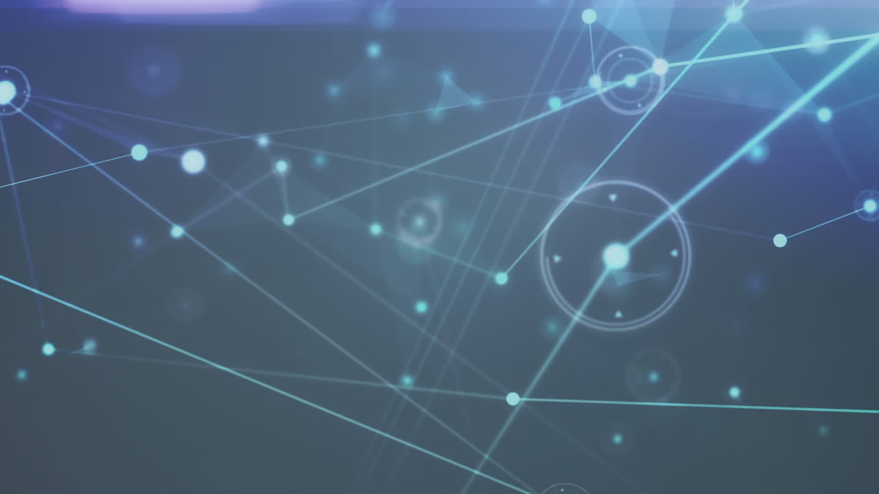 animación de la red de conexiones y procesamiento de datos sobre fondo negro
