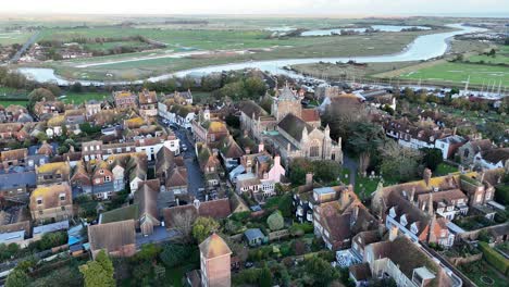 Roggen-Stadtzentrum-Sussex-UK-Drohnen-Luftaufnahme