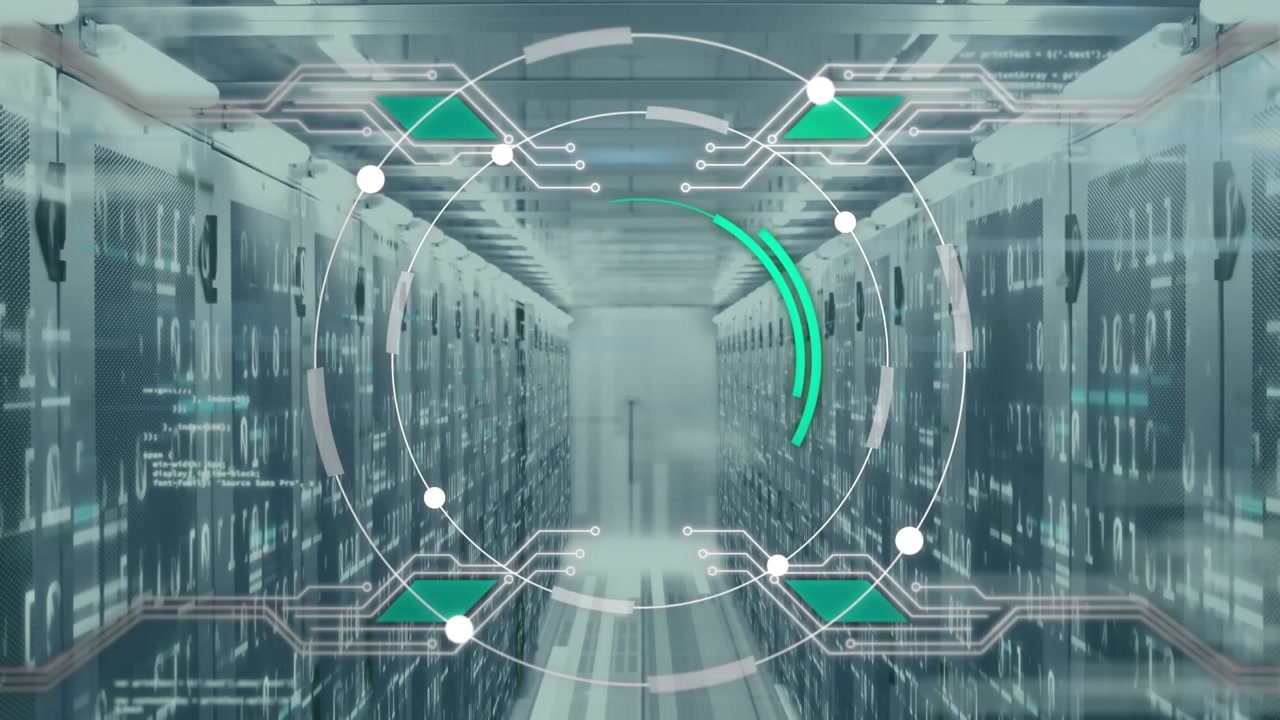Animation of network of connections and scope scanning over server room
