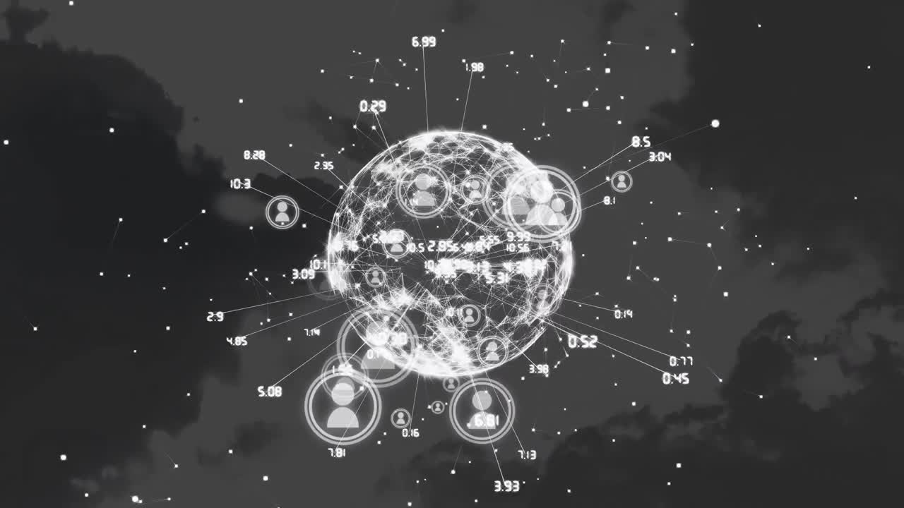 다중 인터페이스 아이콘의 연결 네트워크의 애니메이션