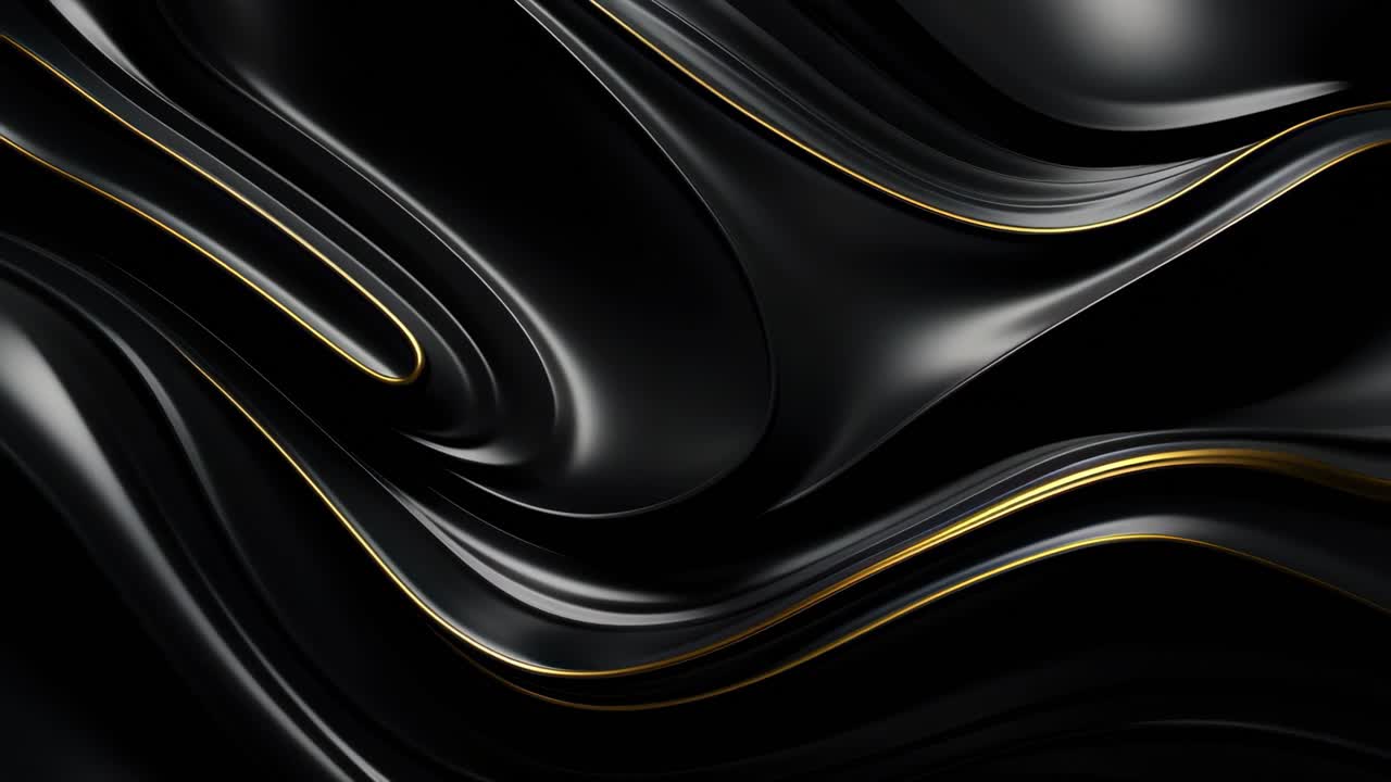 Abstract black and gold waves create a luxurious, fluid design