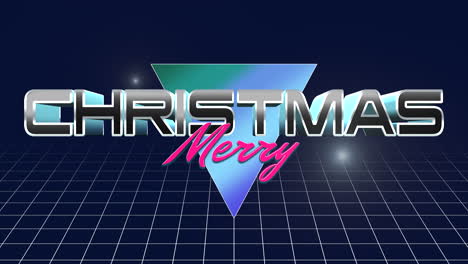 merry christmas text with triangle and grid in dark galaxy