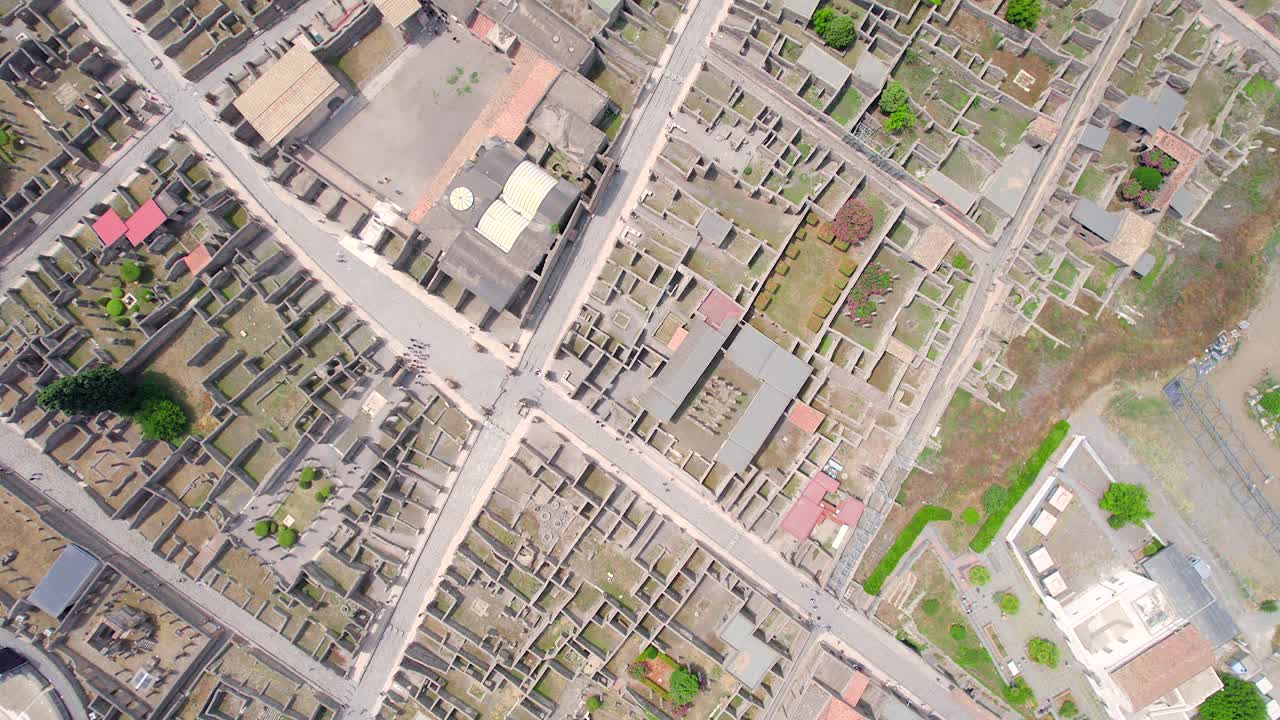 antena 4k de las antiguas ruinas de pompeya, italia