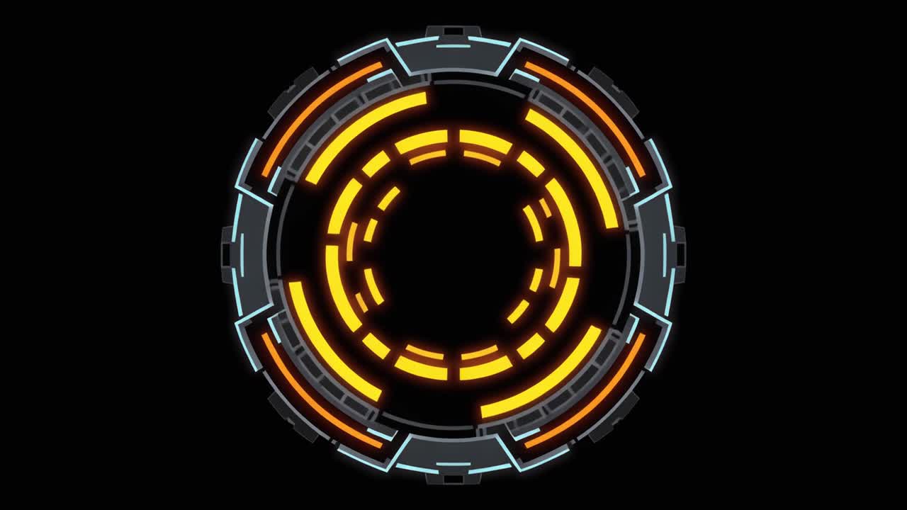 Futuristic HUD Digital Interface Element Animating on Black Background