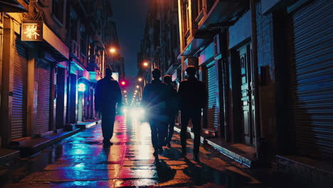 night walk in an asian city alley