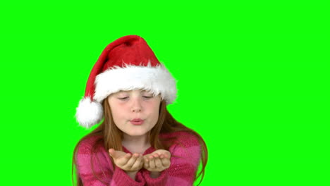 Festive-girl-blowing-in-slow-motion