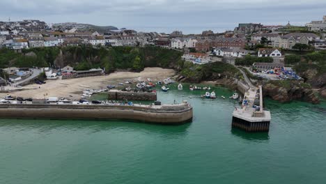 Pull-back-drone-aerial-reverse-reveal-Newquay-Cornwall-UK