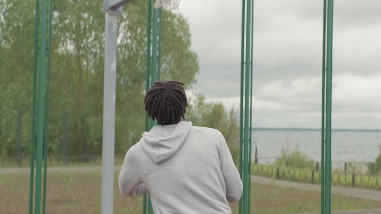 Basketball game near the lake