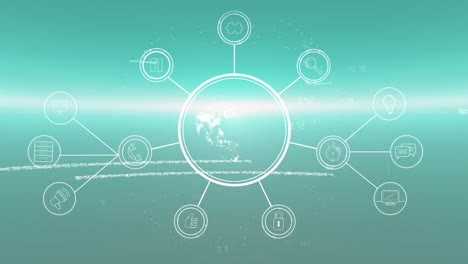 animation of globe spinning with network of connections data processing on glowing green background