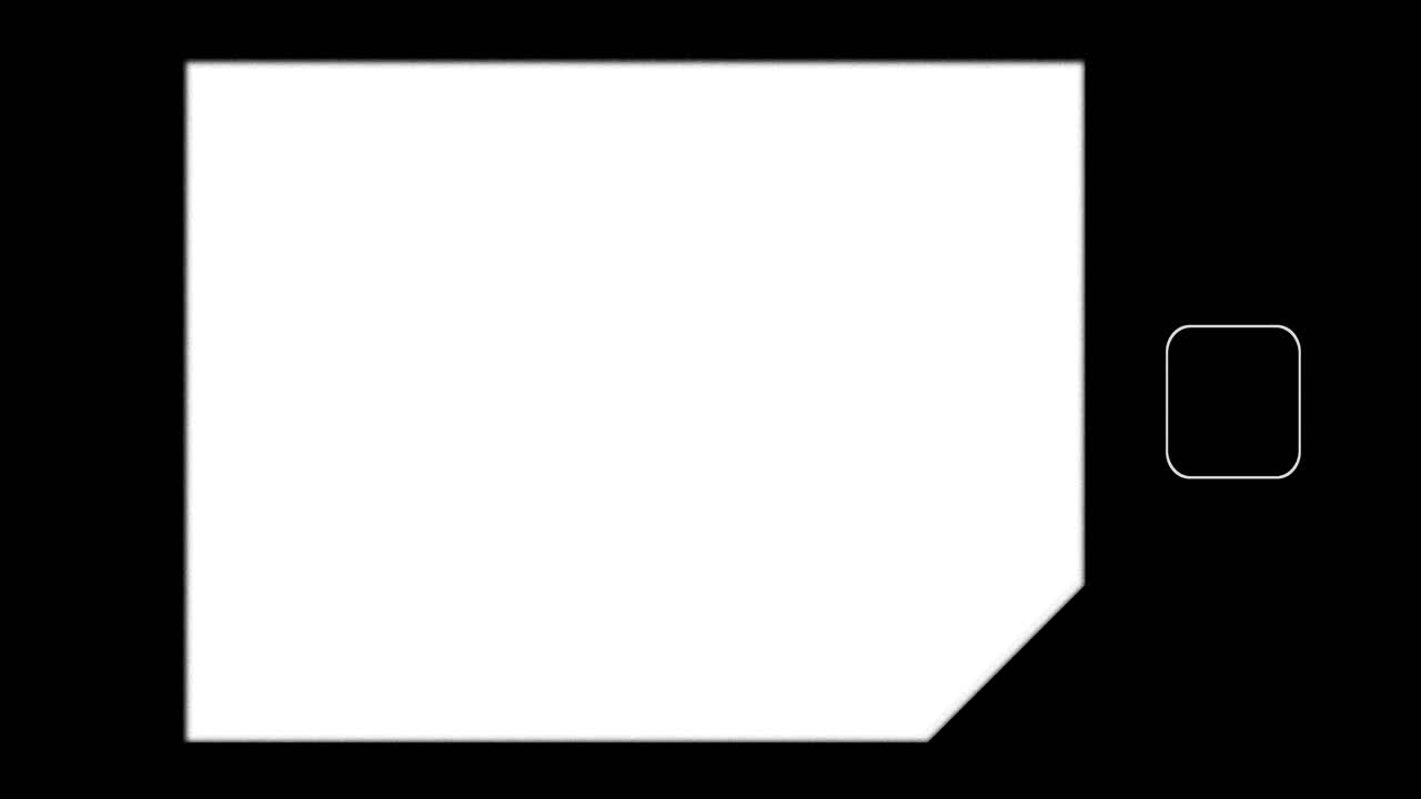 Carré blanc et rectangle arrondi sur fond noir