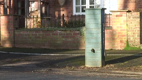 Bomba-De-Agua-De-Pueblo-Antiguo-Encerrada-En-Madera-En-El-Centro-Del-Pueblo-De-Knossington-En-Leicestershire,-Inglaterra,-Reino-Unido