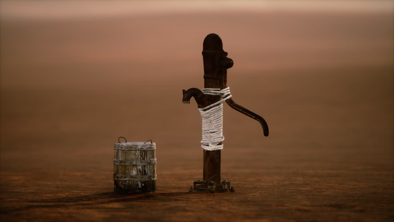 사막 에 있는  ⁇ 은 녹은 금속 우물