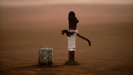 viejo pozo de metal oxidado en el desierto