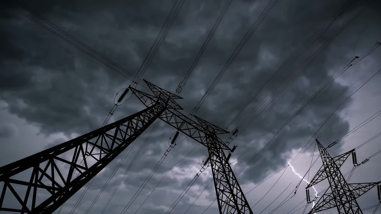 Power Lines During a Lightning Storm