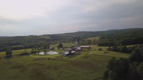 Aerial-shot-of-a-Farm-Silo-In-Gilbertsville-New-York