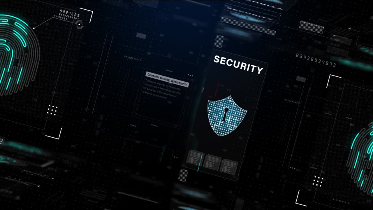 Fingerprint scanning for secure access, Cybersecurity technology data network, Global network internet connection security concept, futuristic abstract background.