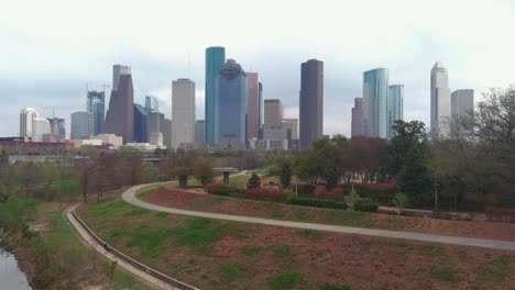 Vista-Aérea-Del-Paisaje-Urbano-De-Houston-Y-Sus-Alrededores