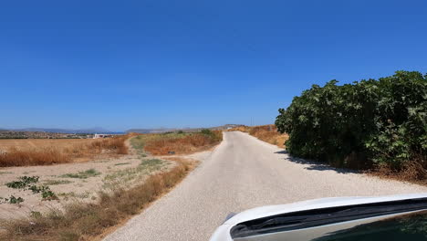 straight road in greece hot vacation day with