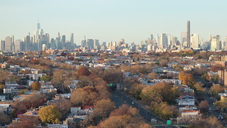 aerial view of brooklyn on an autumn day. shot in kensington