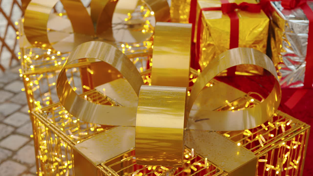 Festive Holiday Gifts and Golden Decorations