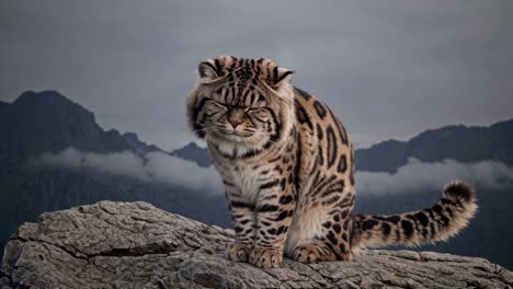 leopard cat on mountaintop