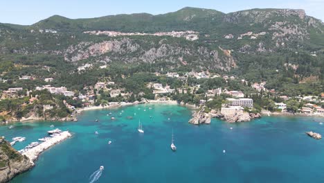 amazing aerial view of paleokastritsa beach in corfu, greece