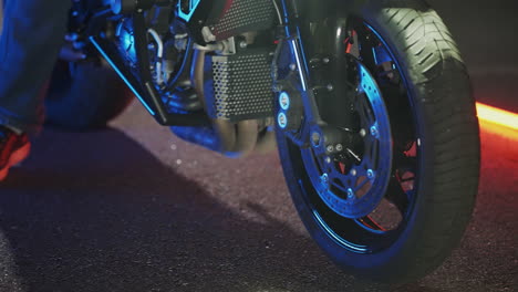 nighttime motorcycle close-up