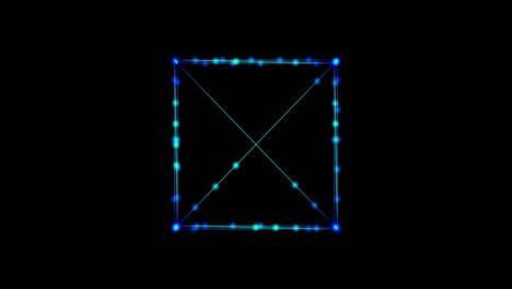 metaverse abstract technology blue square rectangle background made of animated lines and dots, particles. blend mode