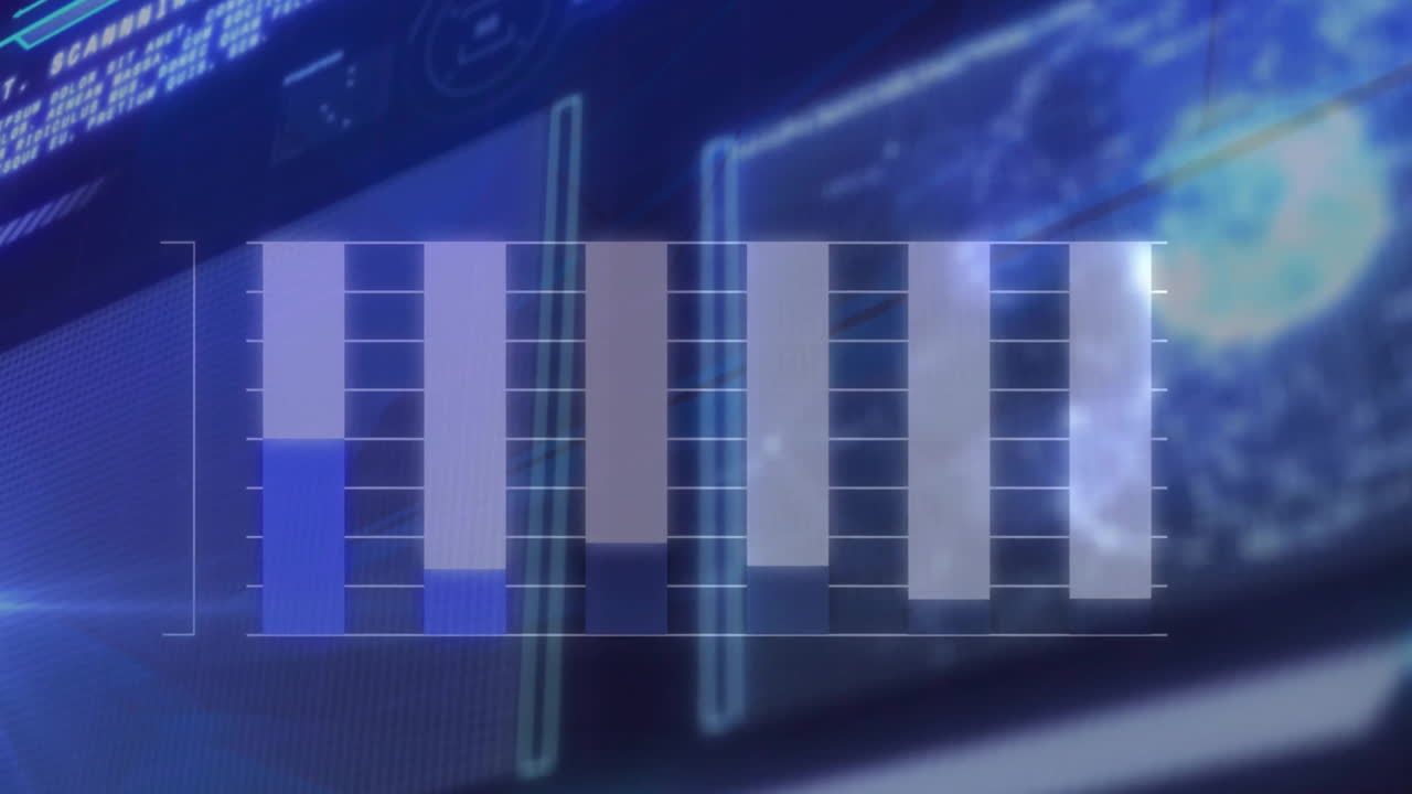 Animation of digital data processing over screens