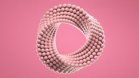 3D loop animation of spinning balls molded into uneven circle