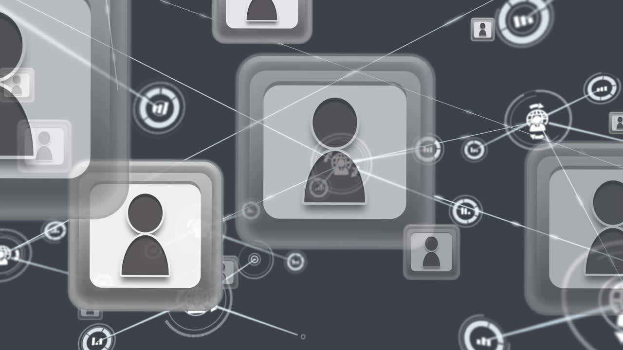 Animation of network of connections on gray background