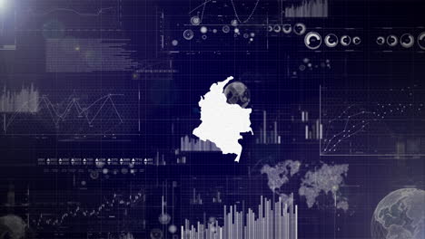 fondo corporativo del país de colombia con elementos abstractos de gráficos de análisis de datos que muestran el análisis de datos video tecnológico con globo, crecimiento, gráficos, datos estadísticos del país de columbia
