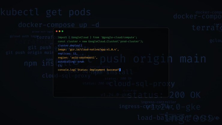 Software Developer Writing Cloud Infrastructure Code in Terminal