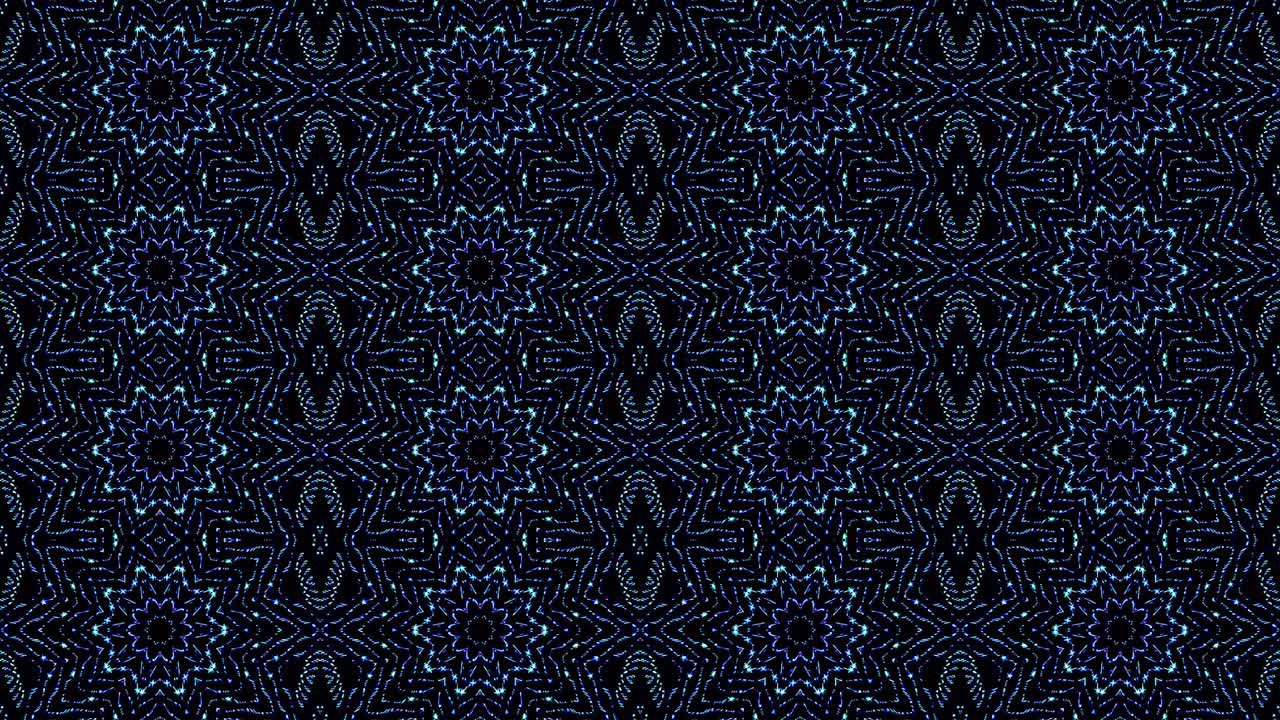 light wave abstract dots set blue color kaleidoscope black background
