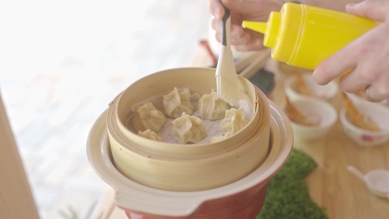 Wedding ceremonial food, preparation traditional dumplings, slow motion