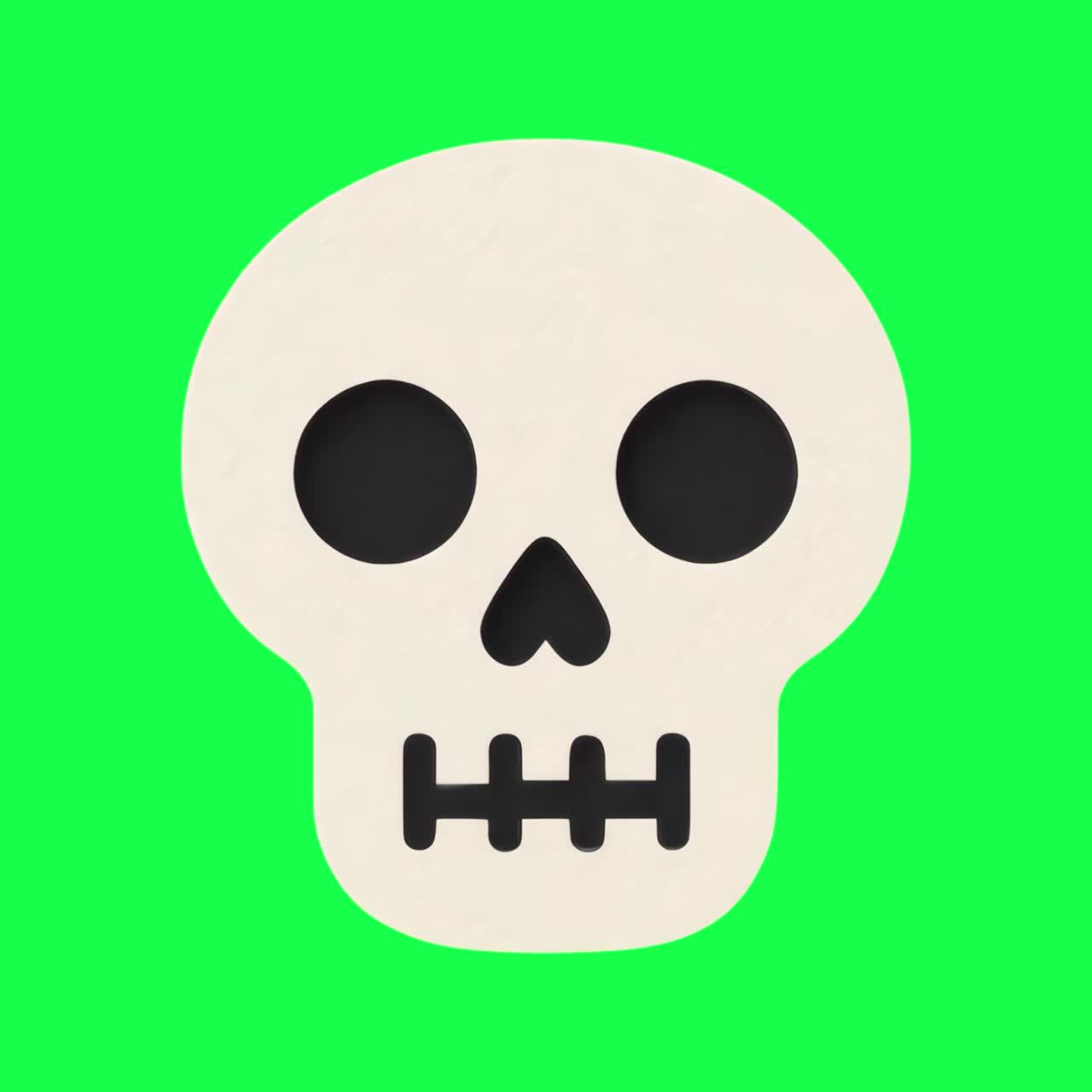 Minimal skull animation, transparent 4K video, green screen