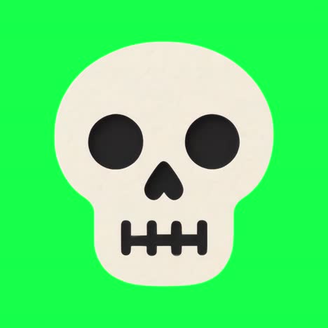 minimal skull animation, transparent 4k video, green screen
