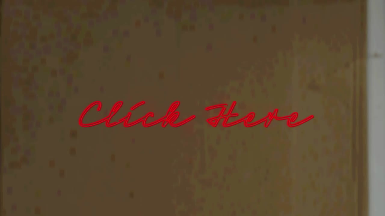 텍스처 된 배경 위에 네온  ⁇  클릭 텍스트의 애니메이션