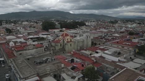 low flight to colonial architecture of san felipe neri temple, oaxaca