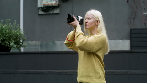 woman with professional camera