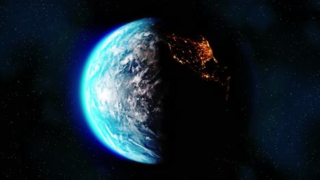 realistic rotation of the earth from day to night in black space and stars 4k loop animation space