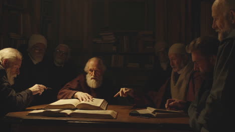 scholars in a library