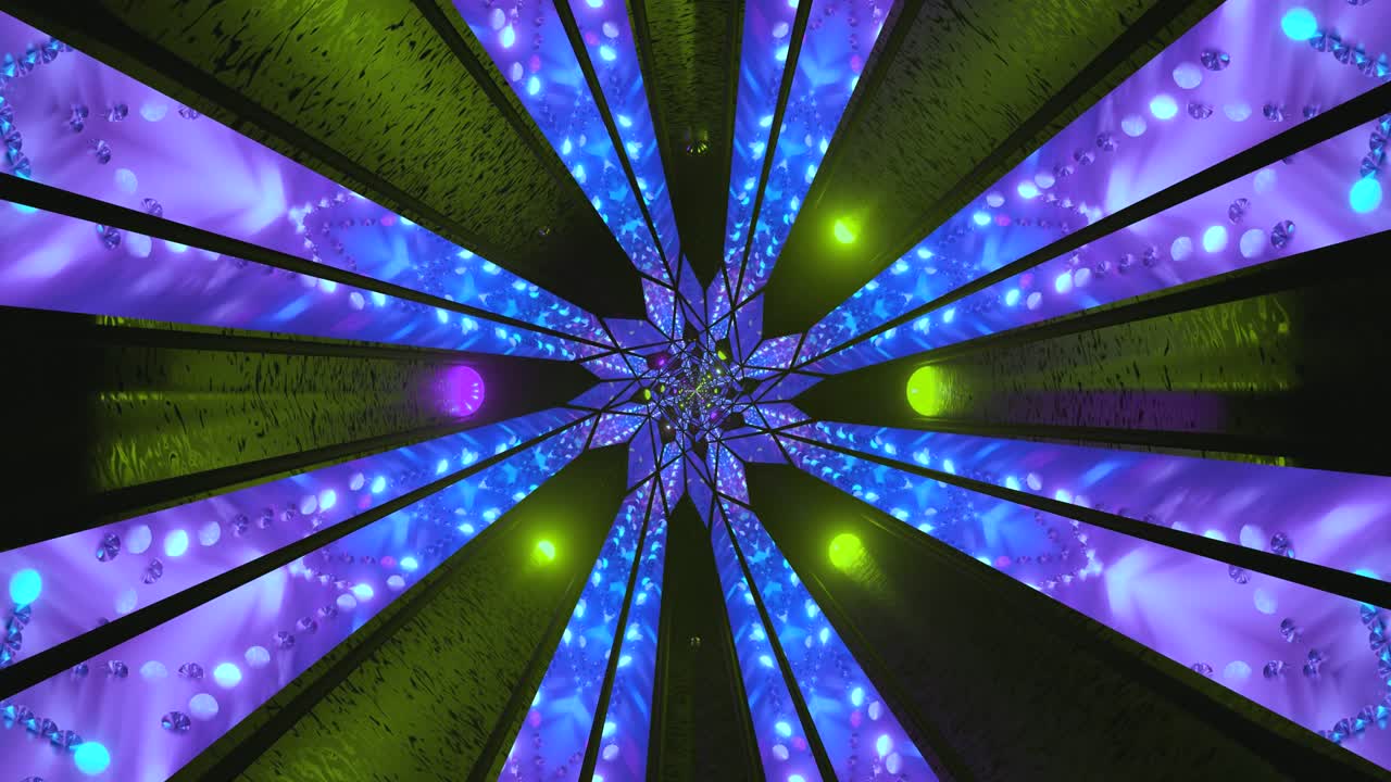 Dive into a mesmerizing tunnel filled with vivid colors and shifting patterns. The seamless loop offers a captivating visual journey, perfect for relaxing or creative spaces