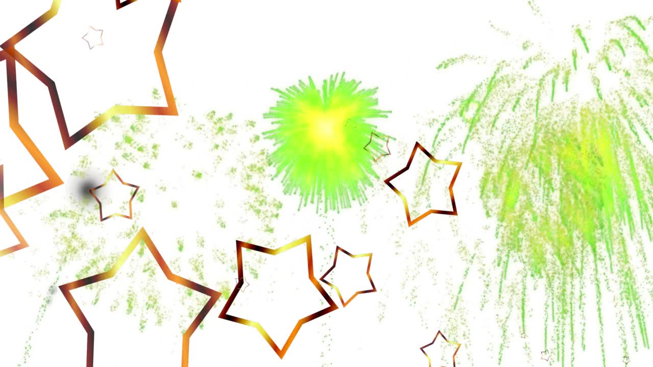 animación de estrellas sobre fuegos artificiales sobre fondo blanco