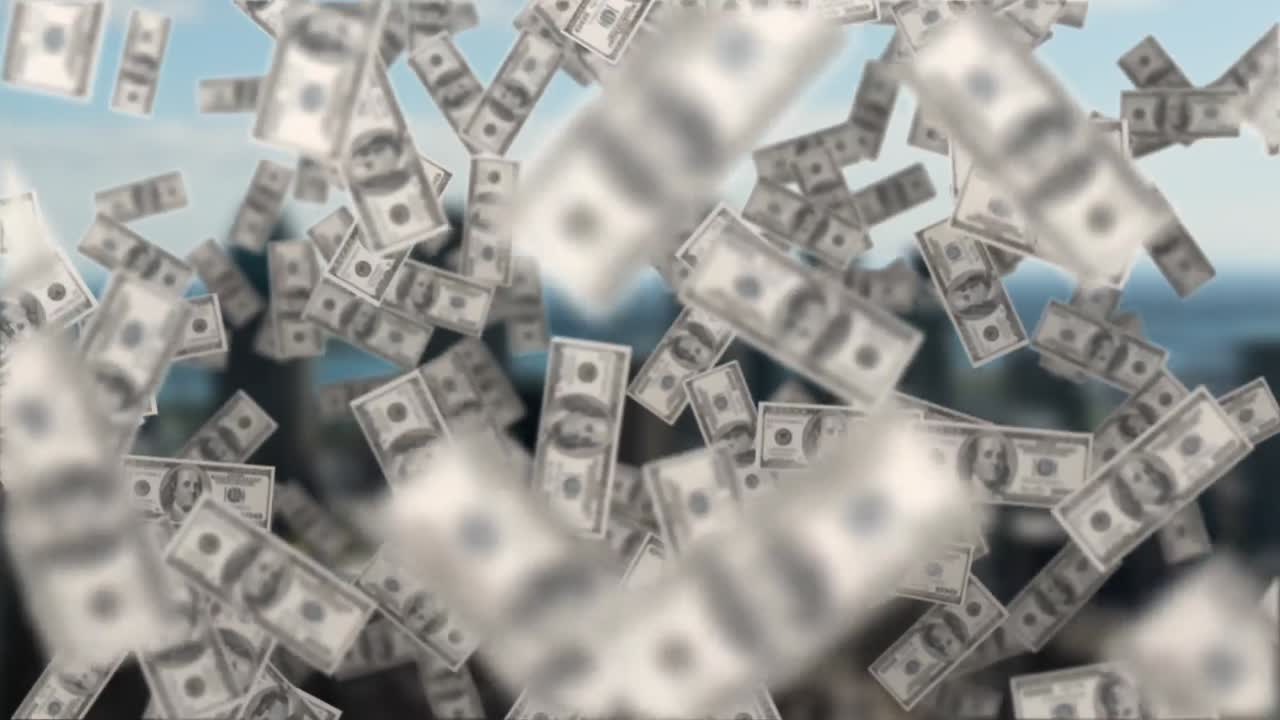 billetes de dólares flotantes